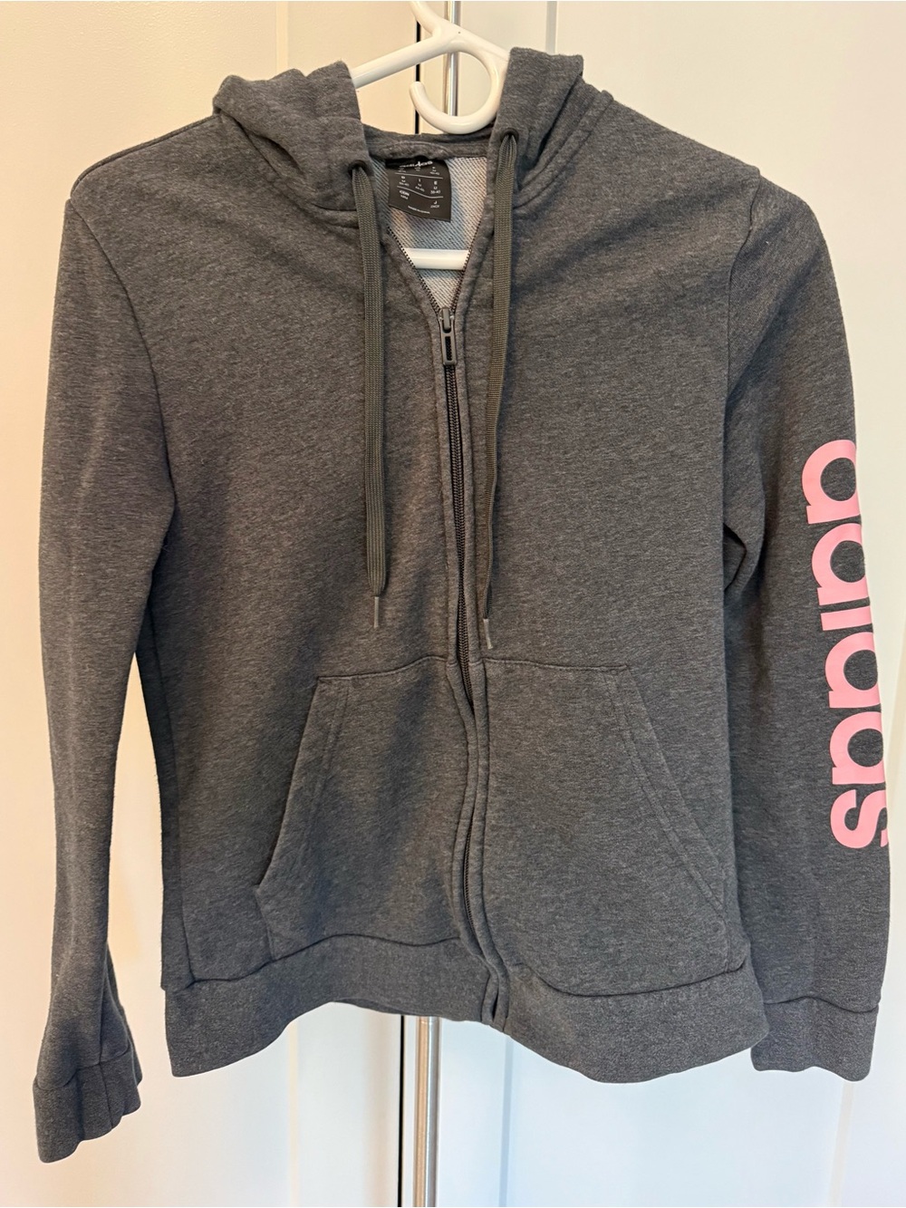 Adidas Gray Full-Zip Hoodie with Subtle Logo